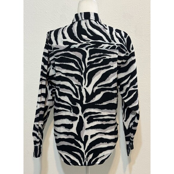 Express Women Size S Zebra Print Boyfriend Poplin Portofino Shirt Career - Picture 4 of 13